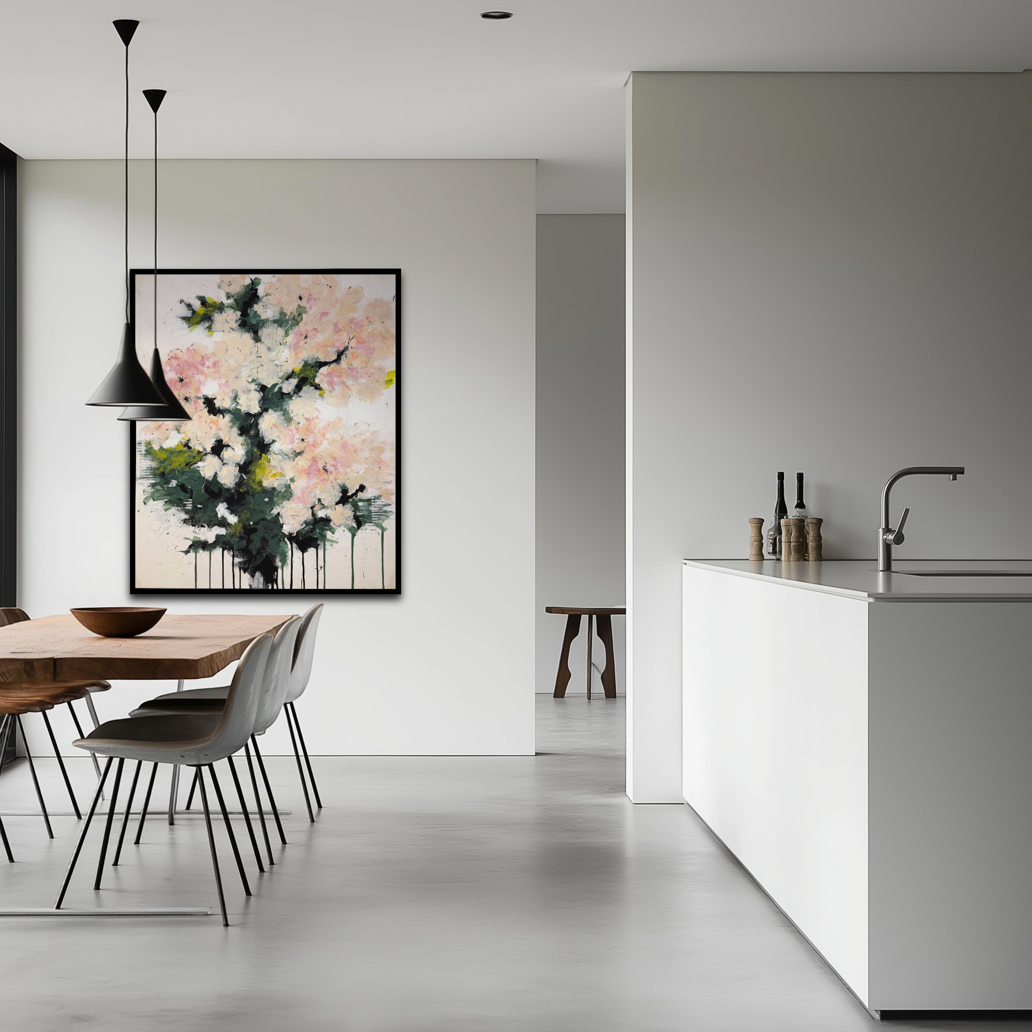 Painting presented in a home setting